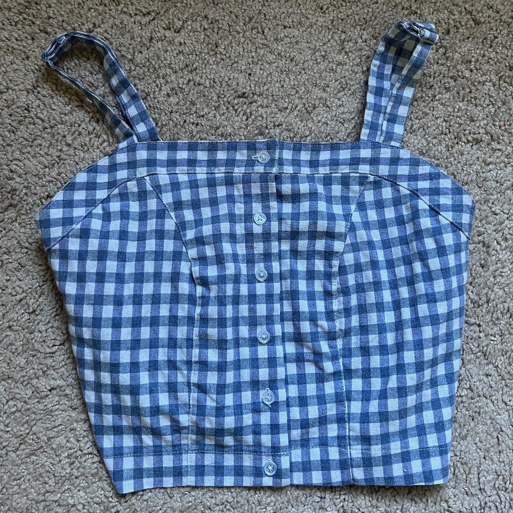Women's Pacsun Checkered Blue and White Tank 1 Size